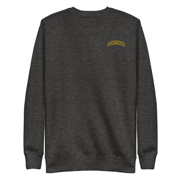 PokeGang Unisex Charcoal Heather Long Sleeve Crew Neck Tightly Knit Sweatshirt - Picture 1 of 1